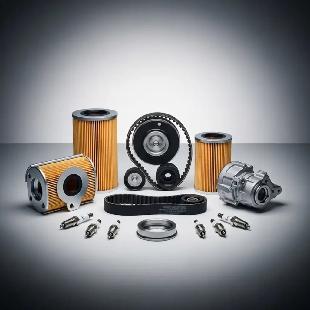 Peças do Hyundai Santa Fe 3.3 originais em fotografia de produto com fundo neutro